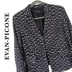Evan Picone, Petite, Textured Blazer Jacket, Black and White